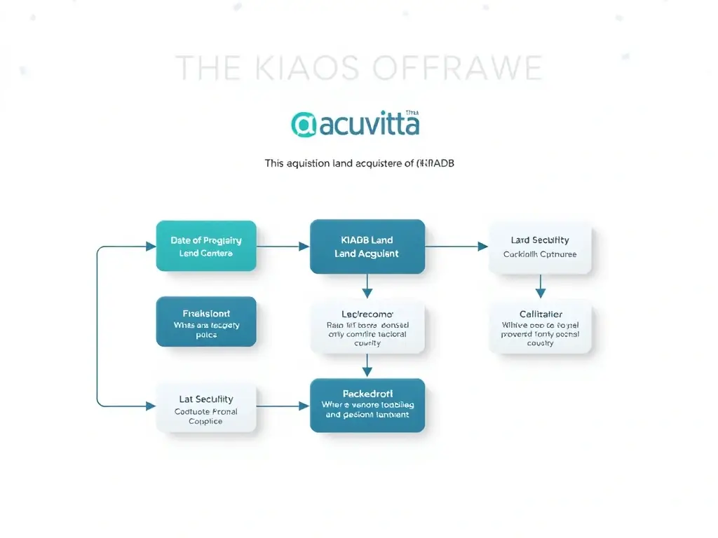 A photo depicting a detailed flowchart illustrating the KIADB land acquisition process, with Acuvitta's logo subtly integrated to represent their guidance at each stage.